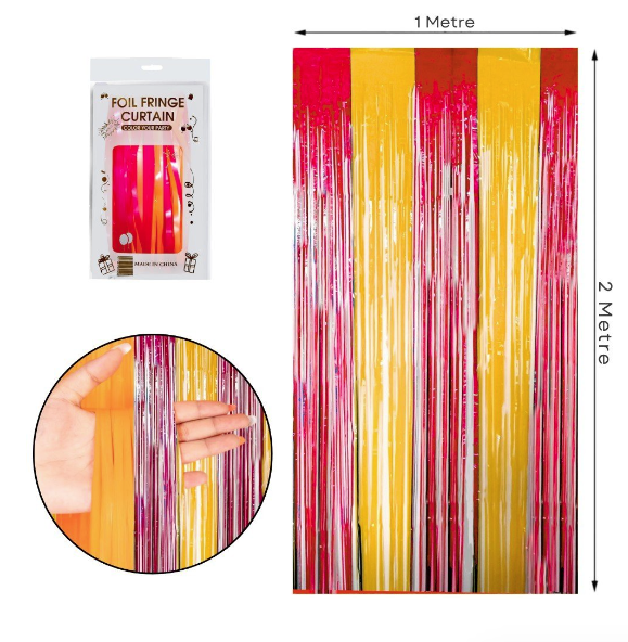 İthal Metalize Sarı Kırmızı Arka Plan Perdesi 2x1 m